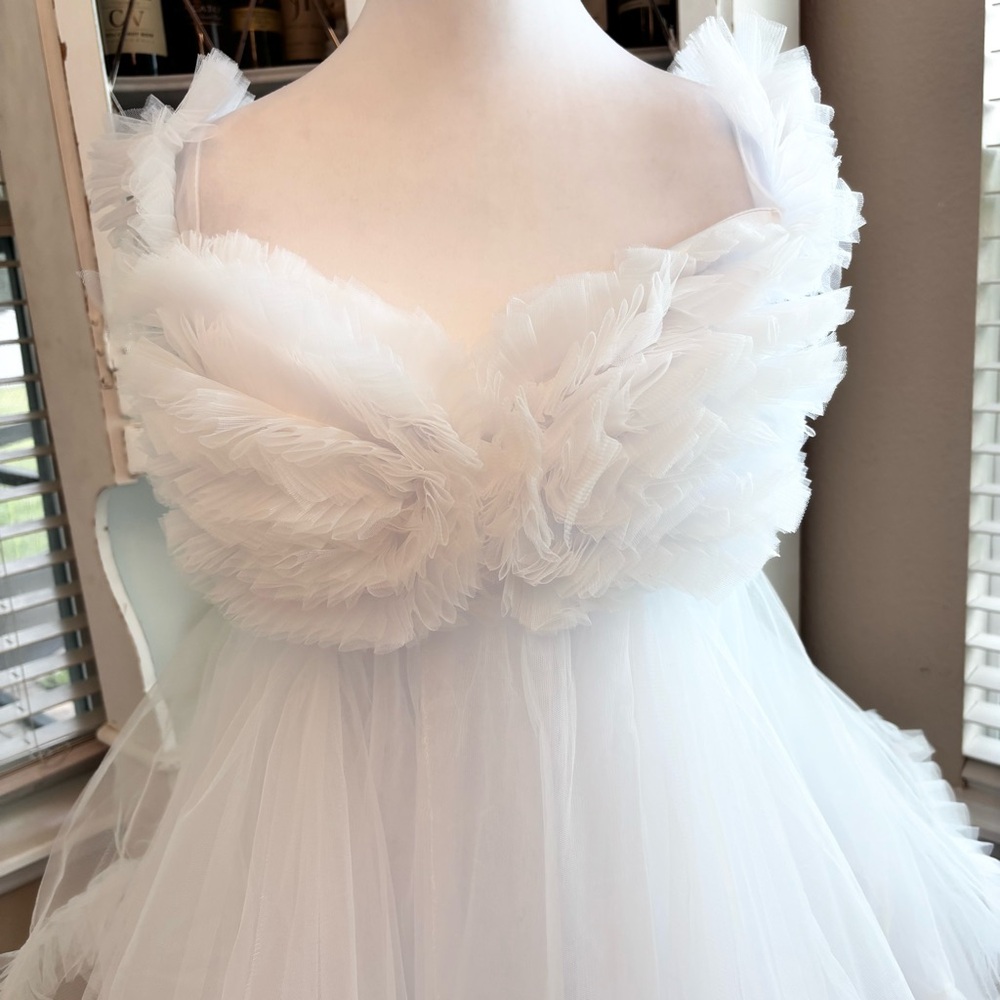 NEW Tulle Maternity Dress for Photoshoot Bridal Robe White NWOT Size L/XL - Picture 4 of 12